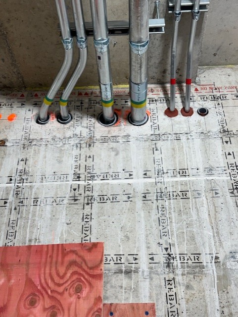 Marquage GPR par zones avec carottages exécutés sur dalle de béton
